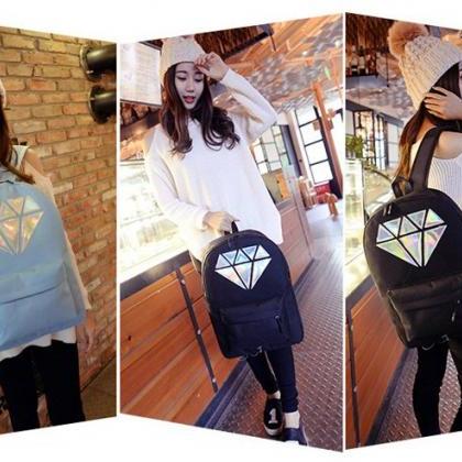 Diamond Design Holographic School Bag Backpack