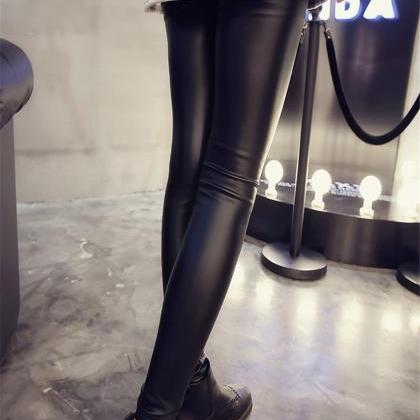 Black Pu Leather Leggings