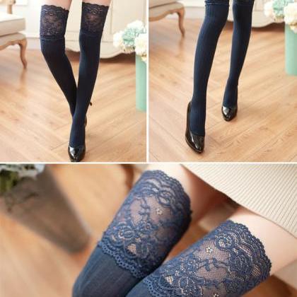 1pair Fashion Sexy Lace Stockings Thigh High Over..