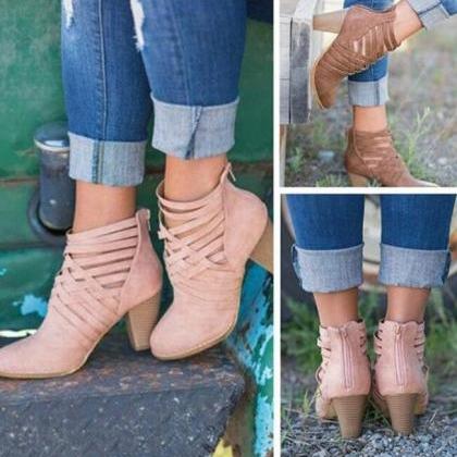 Gladiator Ankle Martin Ankle Boots - Blush Pink,..