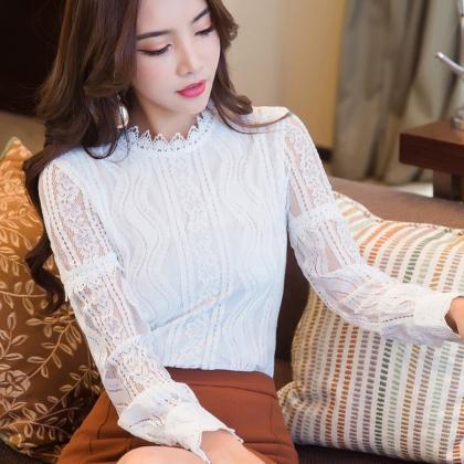 Chic Long Sleeve Lace Blouse