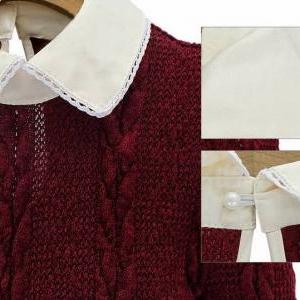 Doll Collar Knitted Sweater