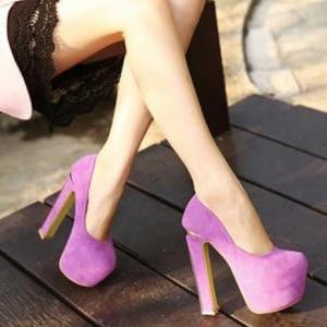 Purple Princess Style High Heel Pumps