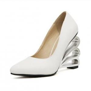Girly White Platform High Heel Shoes