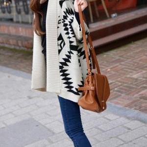 Cute Aztec Print Wool Sweater