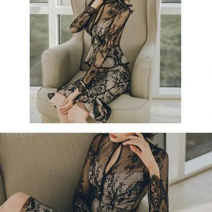 Chic Full Lace Long Sleeve Party Dress