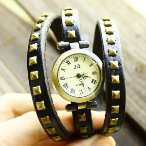 Rivet Embellished Multi Layer Leather Watch