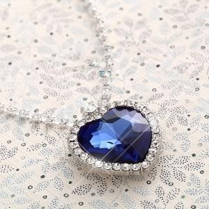 Blue Diamond Embellished Heart Shaped Crystal..