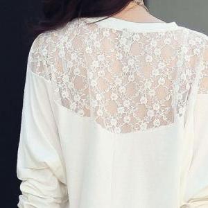 Bat wing Sleeve White Lace Top 