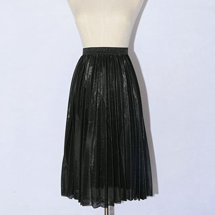 Chic Metallic Pleated Skirts