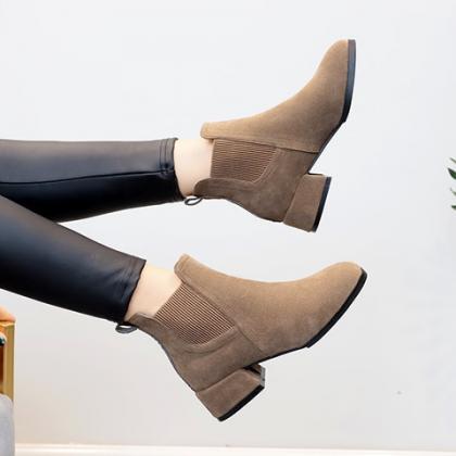 Autumn And Winter Low Heels Chelsea Booties Ankle..
