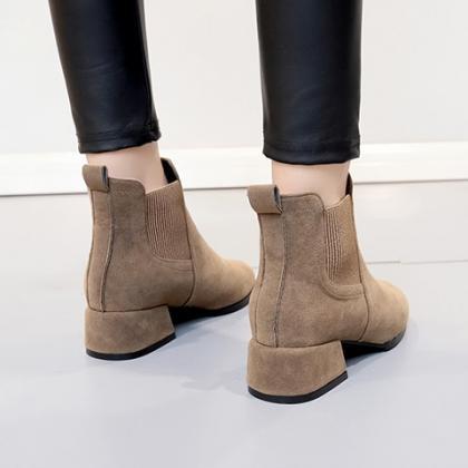 Autumn And Winter Low Heels Chelsea Booties Ankle..