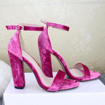 Classy Velvet High Heels Fashion Sandals