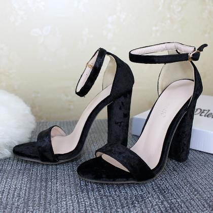 Classy Velvet High Heels Fashion Sandals