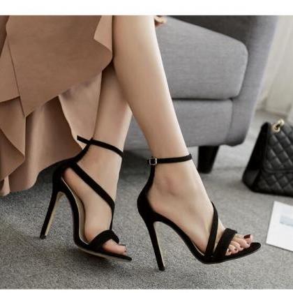 Classy Black Sandals With Ankle Strap