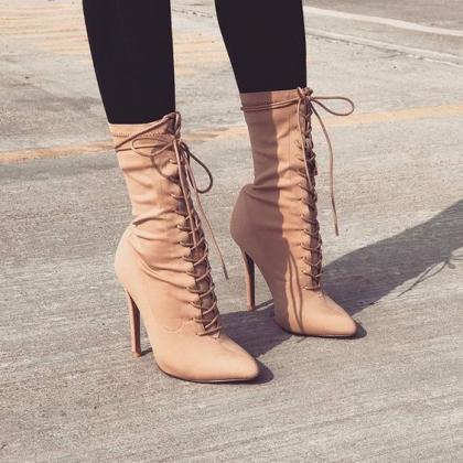 Sexy Stiletto Heels Pointed Toe Fashion Boots