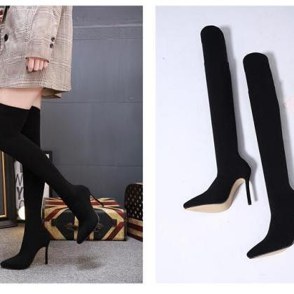 Black Over The Knee Winter Boots