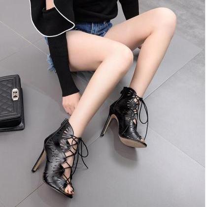Lace Up High Heels Gladiator Sandals