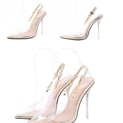 Chic Transparent Pointed Toe High Heels Fashion..