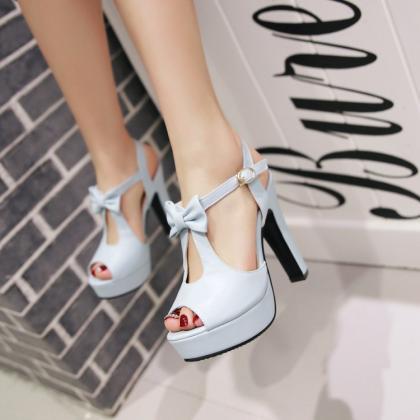 Beautiful Bowknot Ankle Strap High Heels Sandals