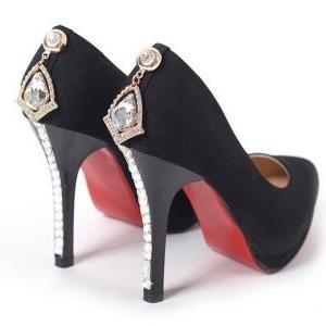 Luxury Black Diamante High Heel Shoes