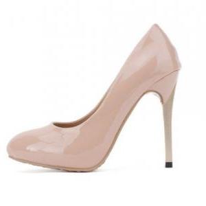 Patent Leather Rounded Toe High Heel Pumps