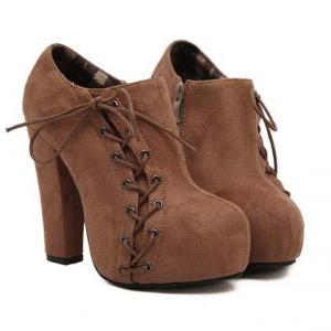 Chunky Heel Brown Ankle Boots