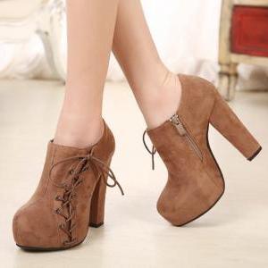 Chunky Heel Brown Ankle Boots