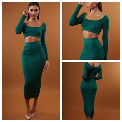 Two Pieces Set Women Off Shoulder Top And Skirt..