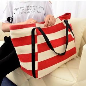 Chic Red And White Stripes Nautical Inspired Bag