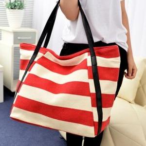 Chic Red And White Stripes Nautical Inspired Bag