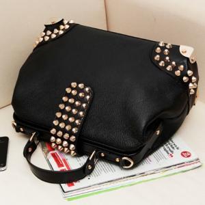 Chic Black Studded Handbag