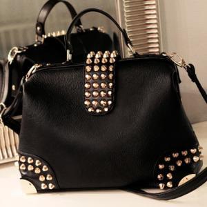 Chic Black Studded Handbag