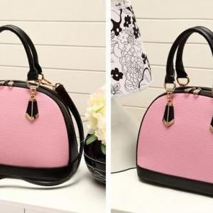 Cute Pink Color Block Hand Bag