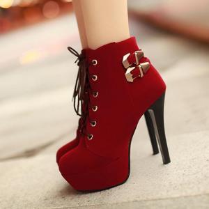 Red Platform High Heel Boots