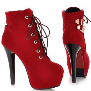 Hot Red Platform High Heel Boots