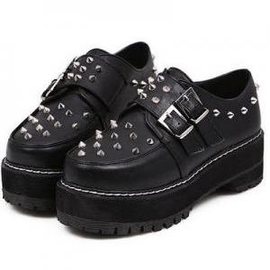 Black Rivets Platform Shoes