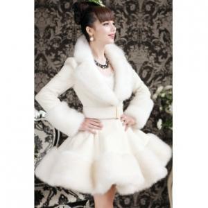 Elegant White Faux Fur Fashion Coat
