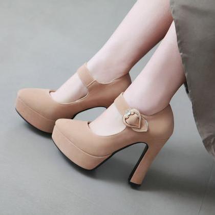 Stylish Solid Color High Heels Suede Fashion Shoes