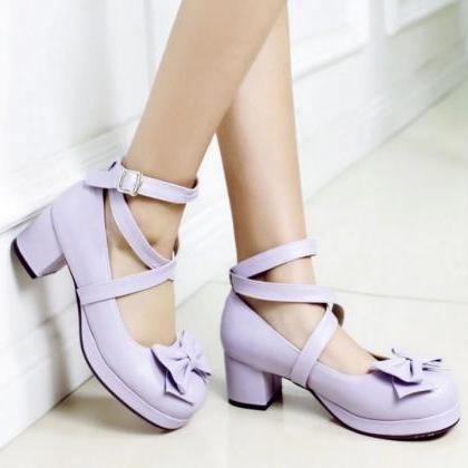 Gorgeous Cross Strap High Heels Shoes With Bow