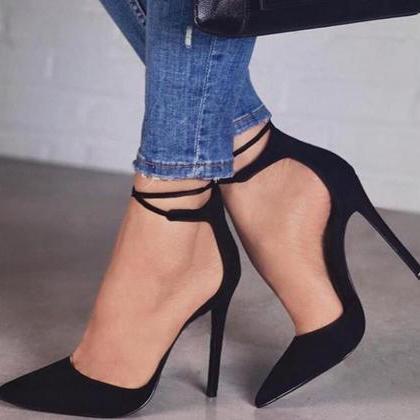 Pointed Ankle Strap High Heels Shoe..