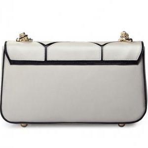 Chic Champagne Colored Shoulder Bag With Chain..