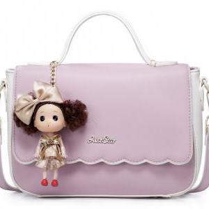 Cute Purple Doll Charmed Hand Bag