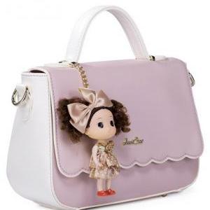 Cute Purple Doll Charmed Hand Bag