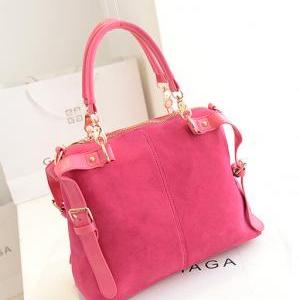 Lovely Pink Matte Leather Fashion Hand Bag In Rose