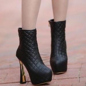 white and black high heel boots