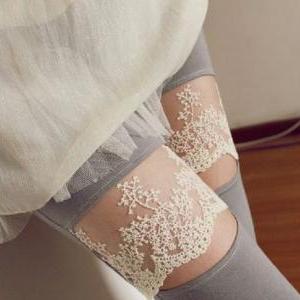 Sexy Lace Detail Slim Fit Leggings