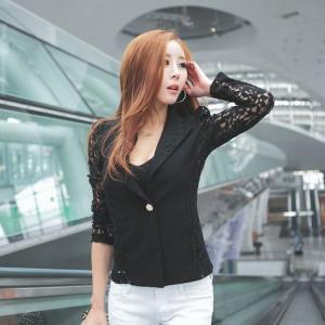 Sexy Black Lace Sleeve Blazer
