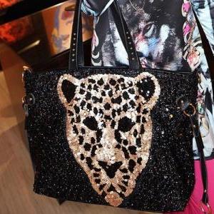Black Leopard Pattern Fashion Hand Bag