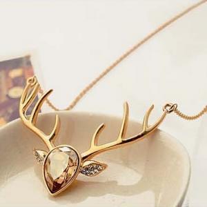 Crystal Deer Necklace